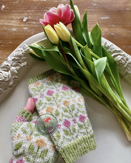 Magic of Spring Mitts Knitting Pattern PDF