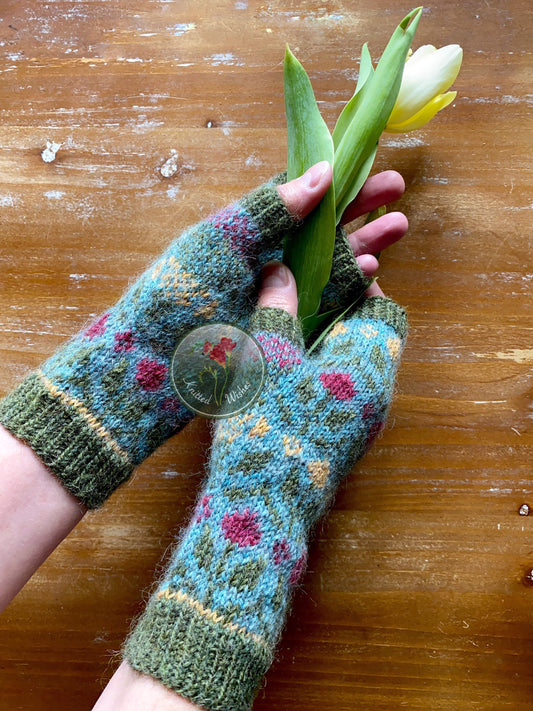 Magic of Spring Mitts Knitting Pattern PDF